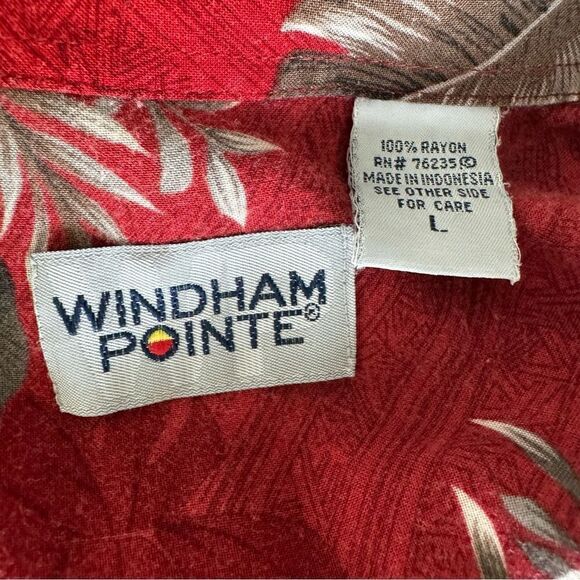 Windham Pointe Mens Hawaiian Tropical Shirt Short Sleeve Red SZ L - Picture 15 of 16